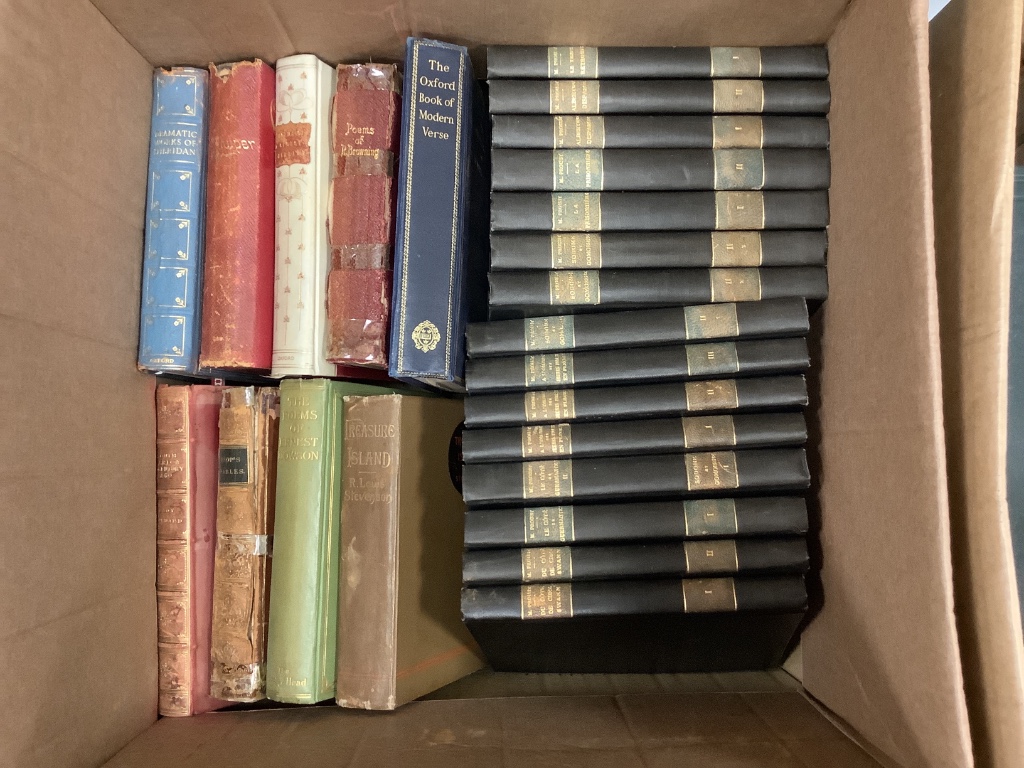 A collection of assorted bindings and other books including Dickens, Proust and Dumas